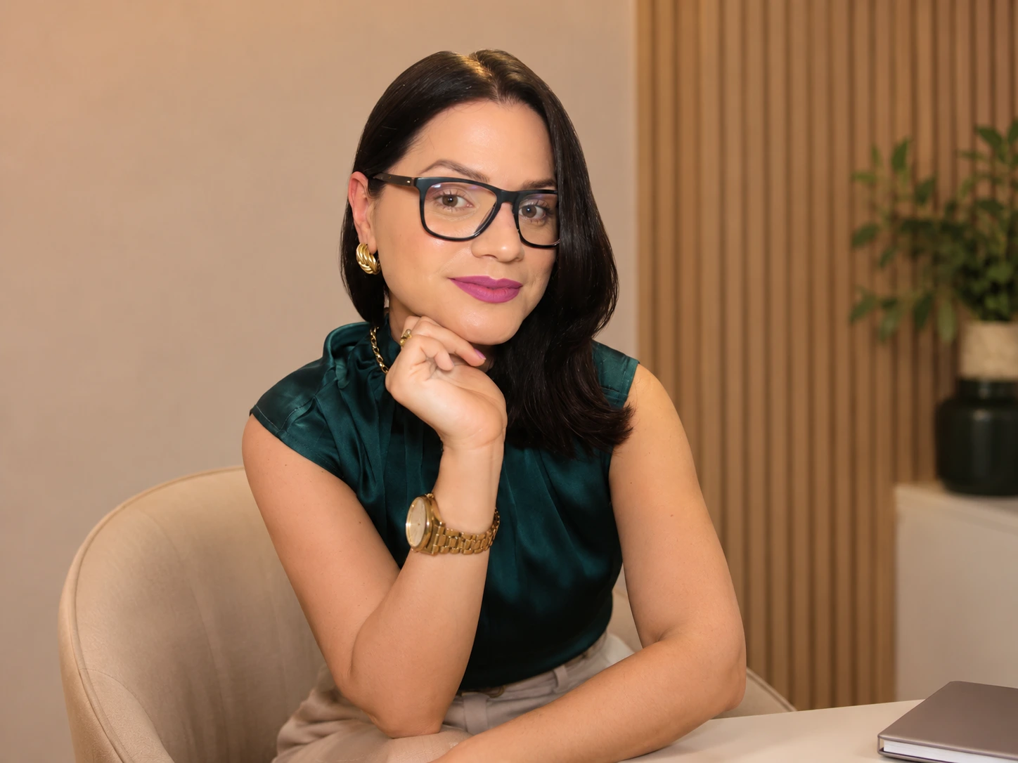 Gabriella Weiss em consultório, transmitindo serenidade e acolhimento